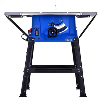 Sega circolare da banco Scheppach HS100S Special Edition — 2000 W, lama 250 mm, profondità di taglio 85 mm, taglio obliquo 0–45°, supporto pieghevole