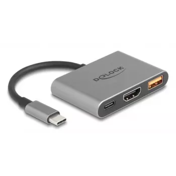 DeLOCK 61071 adattatore cavo video 0,1 m USB Type-C USB Type-C USB Type-A HDMI grigio