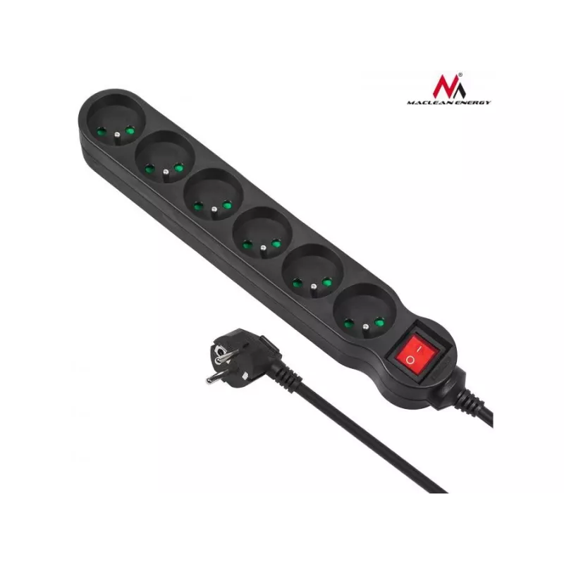 Prolunga Maclean MCE188 5m 6 prese uso interno nero