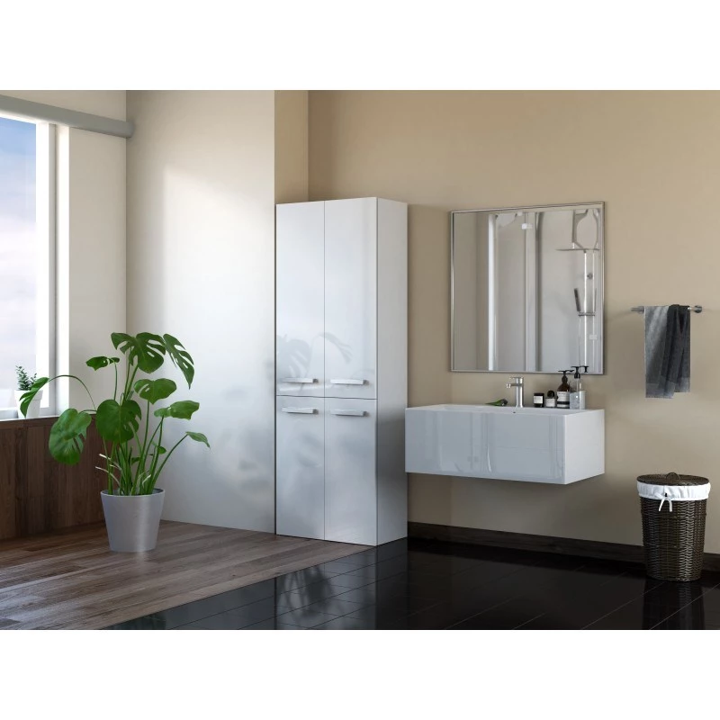 Topeshop NEL 1K DD armadietto bagno in bianco lucido