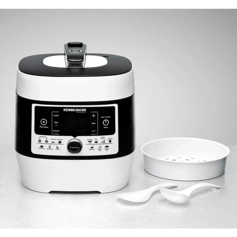 Pentola a pressione elettrica Rommelsbacher MD 1000 – 4 l, 1000 W, 14 programmi, bianco/nero
