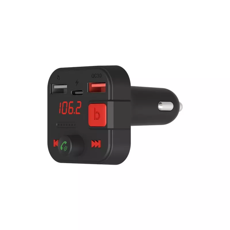Trasmettitore FM SAVIO, Bluetooth 5.3, caricabatterie QC 3.0, display LED, Bass Boost, TR-15, nero