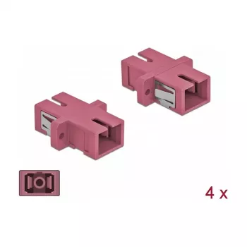Connettore in fibra ottica SC femmina-femmina DELOCK 85995, viola, confezione da 4