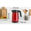 Bollitore elettrico Bosch TWK7L464 – capacità 1,7 L, 2400 W, rosso, corpo in plastica