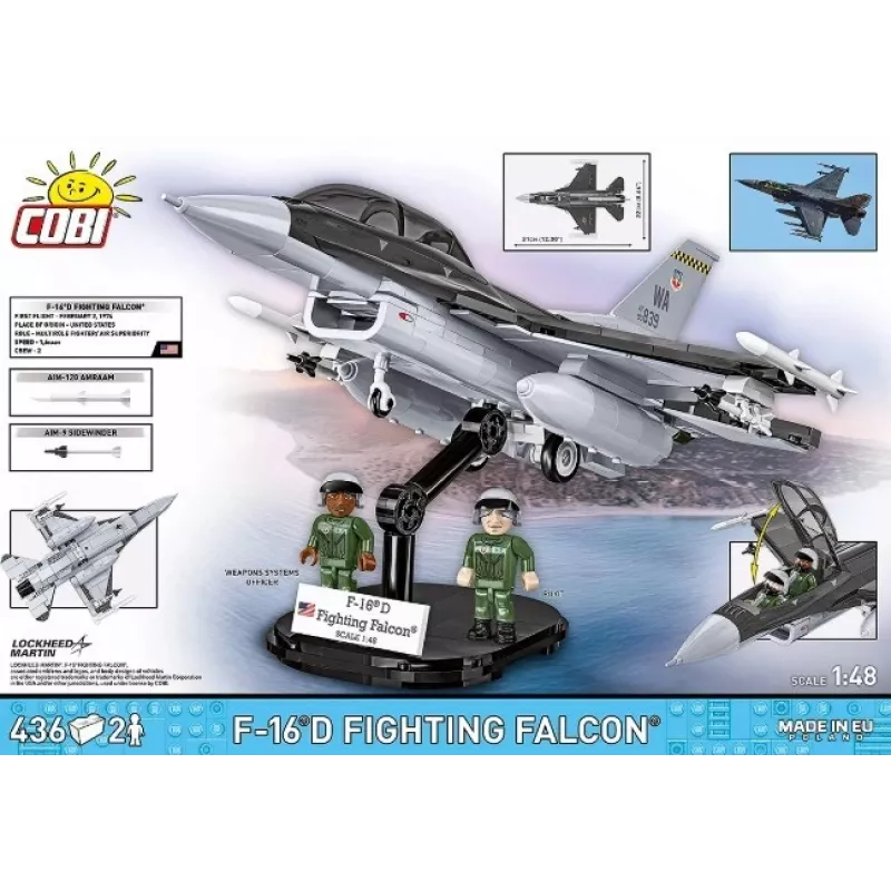 Kit di costruzione Cobi F-16D Fighting Falcon, 436 pezzi, scala non indicata