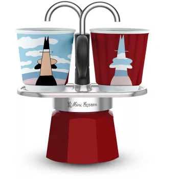 Caffettiera per piano cottura BIALETTI MINI EXPRESS Magritte rossa – Modello 0001406, piccola caffettiera per piano cottura
