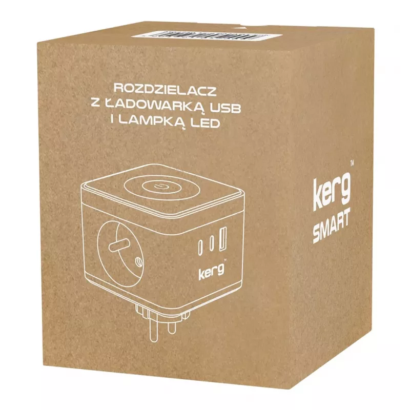 Ciabatta Kerg M02730 — 2 prese tipo F, 3 porte USB (USB-A + USB-C), 16 A 250 V~, cavo 1,5 m, bianco