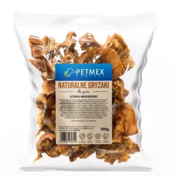 Snack da masticare per cani PETMEX Strisce di maiale 500 g — snack naturali di maiale da masticare per cani adulti, igiene dentale, adatti a tutte le razze