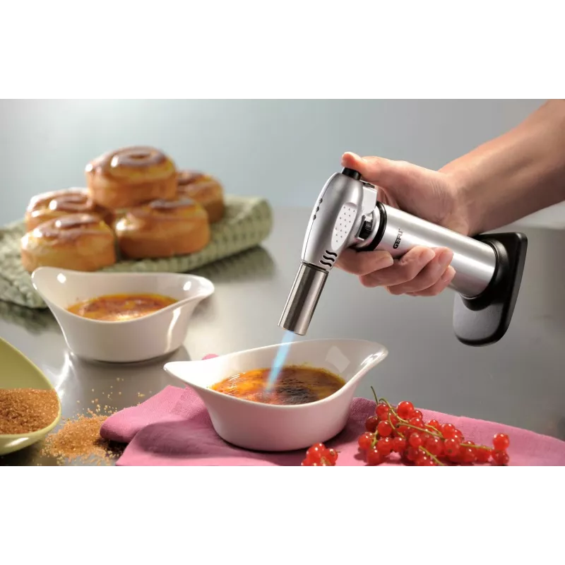 GEFU FUEGO Creme Brulee cannello da cucina G-35400, nero/acciaio inox