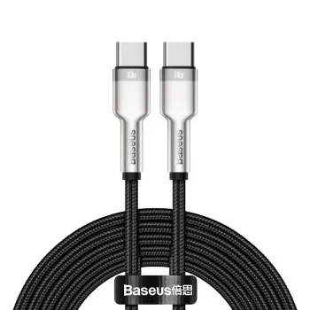 Cavo USB-C su USB-C Baseus Cafule Metal – 2 m, potenza di ricarica 100W, USB 2.0 (480 Mbit/s), contatti zincati, nero