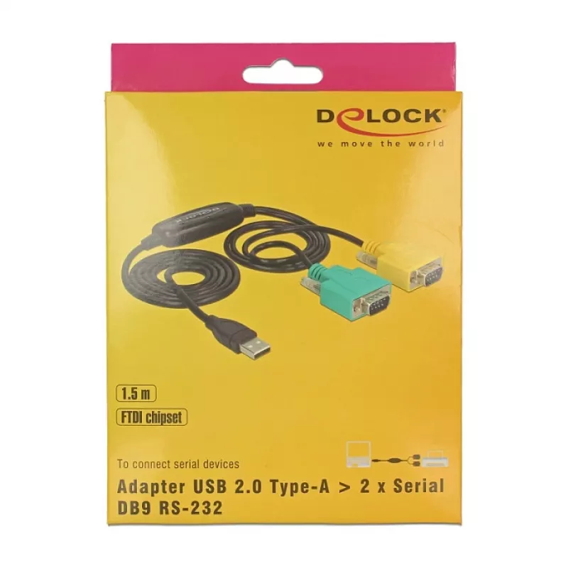 Cavo seriale DeLOCK 63466 USB Type-A DB-9 1,5 m nero verde giallo
