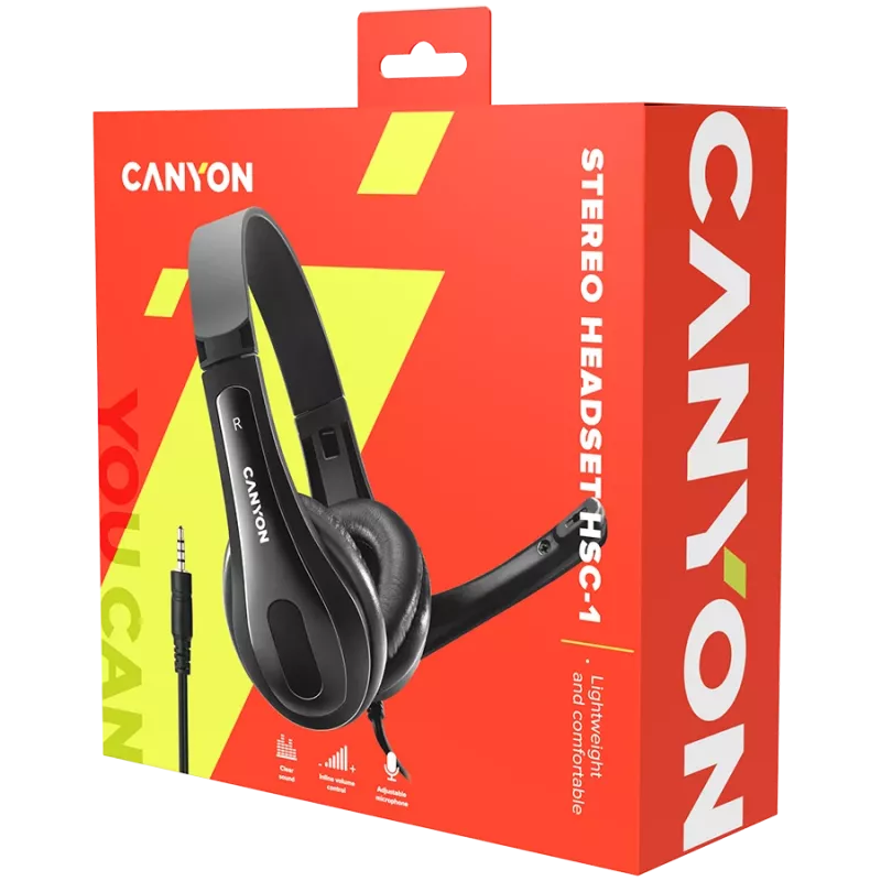 Cuffie PC CANYON HSC-1 con microfono piatto 2m nere