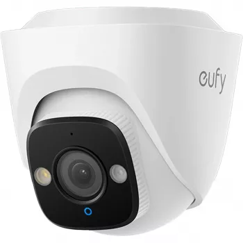 Telecamera di sorveglianza IP Eufy E41 Turret – interno ed esterno, montaggio a soffitto, PoE, 3840×2160, campo visivo 122°, bianco