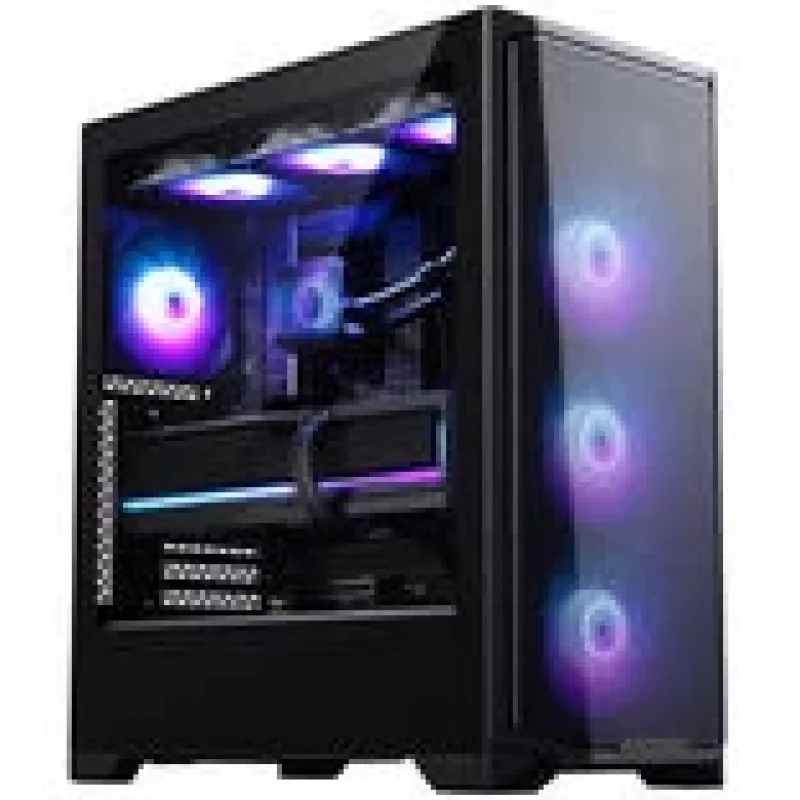 Case PC PHANTEKS Eclipse G370A, mid-tower, SSI-EEB, RGB, vetro temperato - include 3 ventole da 120 mm, nero