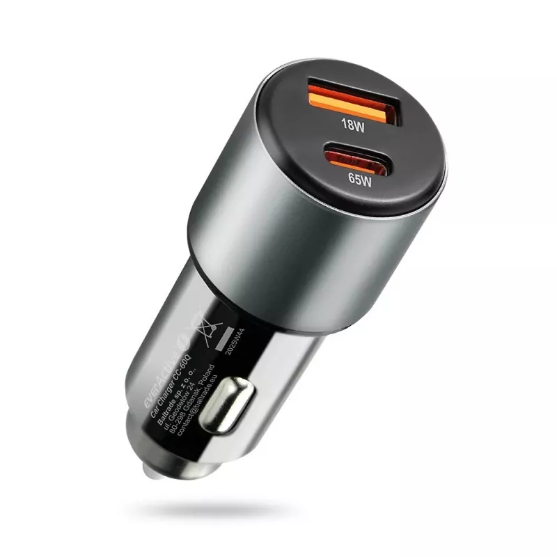 Caricabatterie da auto everActive CC-60Q, QC3.0, fino a 83W, adattatore auto USB