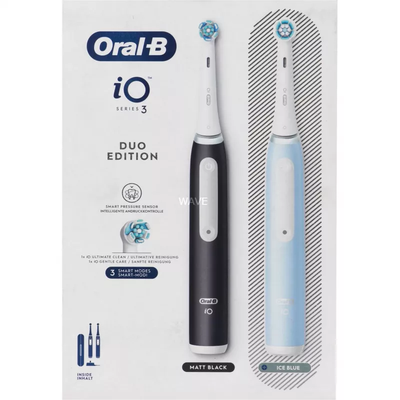 Spazzolino elettrico BRAUN Oral-B iO Series 3N — nero/blu, 2 manici