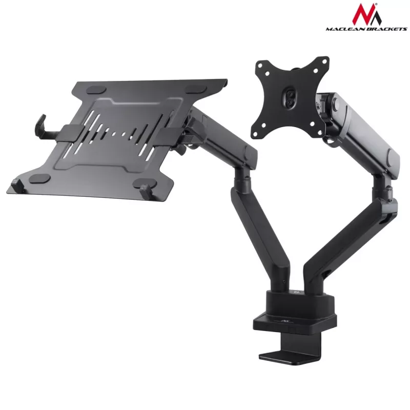 Supporto da tavolo doppio per monitor e laptop MACLEAN MC-813 per schermi 17–32 pollici, VESA 75x75/100x100