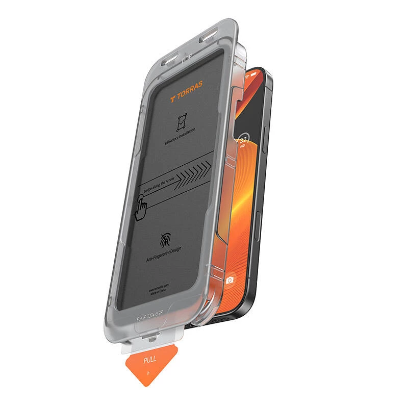Pellicola protettiva per display con vetro privacy Torras Install Master per iPhone 16 Plus (modello X00FX1563)