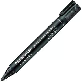 STAEDTLER Lumocolor Pennarello indelebile 352, nero spessore tratto: ca. 2,0 mm, punta tonda, resistente all'acqua (352-9)