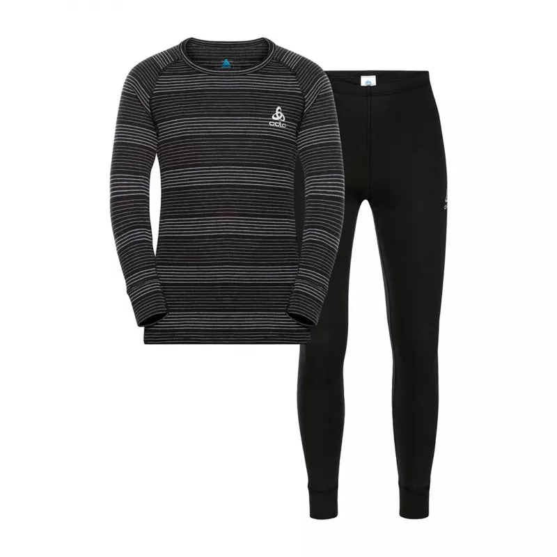 Odlo Set lang ACTIVE WARM ECO Set intimo bambino, taglia 104 cm, nero e grigio