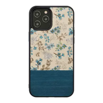 Custodia per cellulare man and wood per iPhone 12 Pro Max — fiore blu su nero