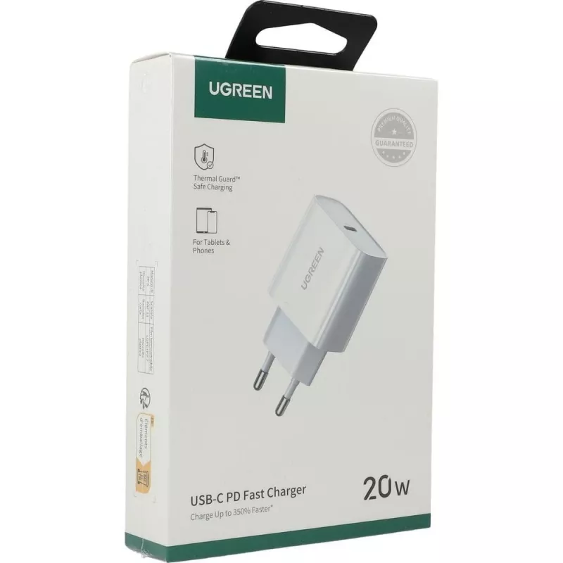 Ugreen alimentatore USB Power Delivery 3.0 Quick Charge 4.0+ 20W 3A (bianco)