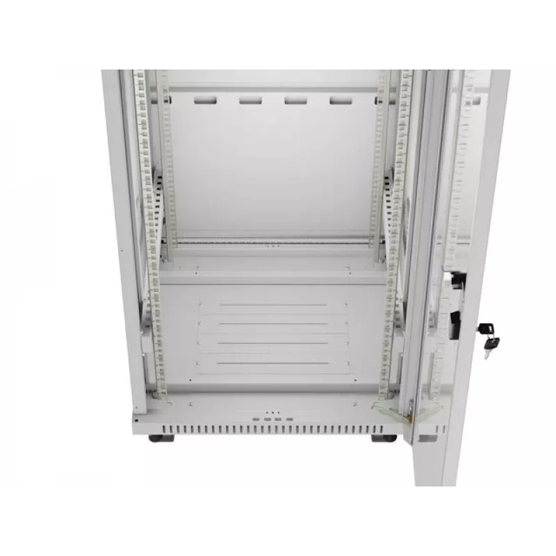 Armadio rack a pavimento LANBERG 19 pollici 32U 600×600 mm grigio con porte perforate e LCD (flat pack)