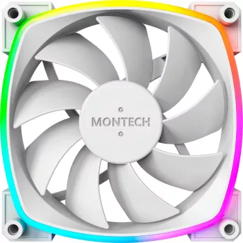 Ventola per case Montech AX120 120mm PWM ARGB, confezione da 3, bianco