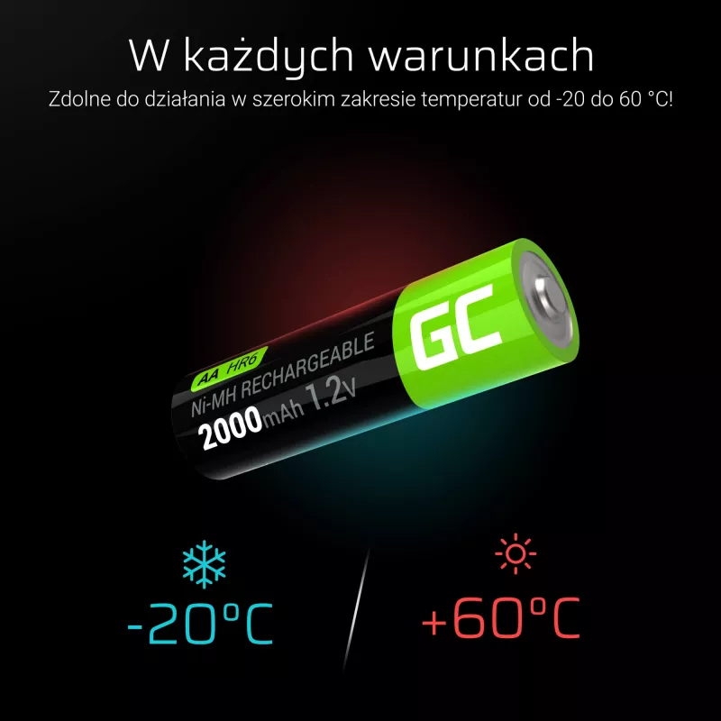 Batteria ricaricabile Green Cell GR06 AA NiMH 1,2 V 2000 mAh, 2 pezzi, 50,5 mm