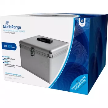 MEDIARANGE BOX76 - scatola per conservazione - 300 dischi - argento - pile - plastica - legno - 120 mm - alluminio