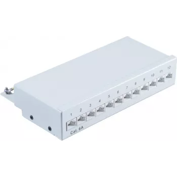 Patch panel 1U ShiverPeaks BS75077 RJ-45 Cat6a grigio metallo