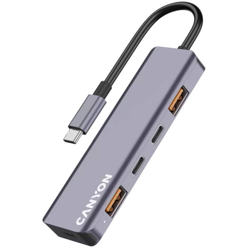 Canyon DS-18 - Hub USB-C - 5 porte - 1x USB-C 5V DC ricarica - 2x USB-C - 10 Gbit/s - 2x USB 3.2