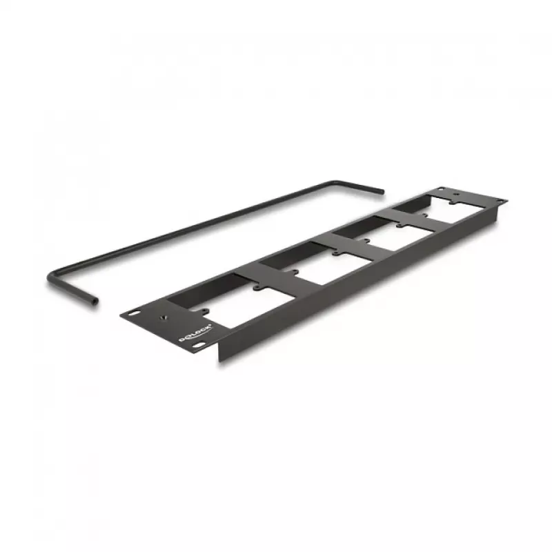 Delock 88195 patch panel da 19" tipo D con 4 piastre 86 x 86 mm, 4 porte, 2U, nero