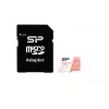 Scheda MicroSDXC Silicon Power Superior 128GB UHS‑I Class 10 U3 V30, 100/80 MB/s, bianco/pesca