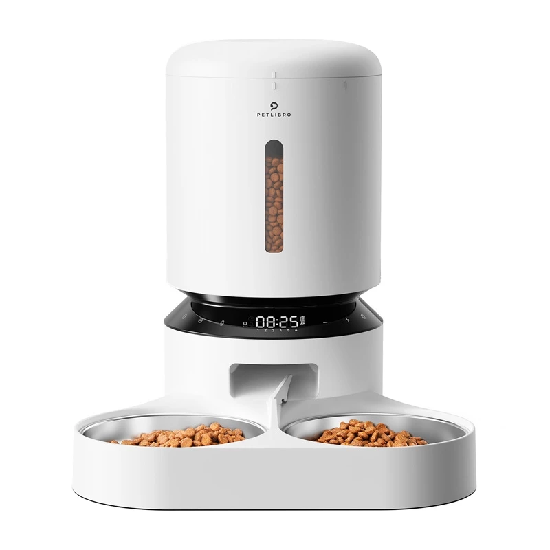 Distributore automatico di cibo Aptel Granary con doppia ciotola 5 L, bianco