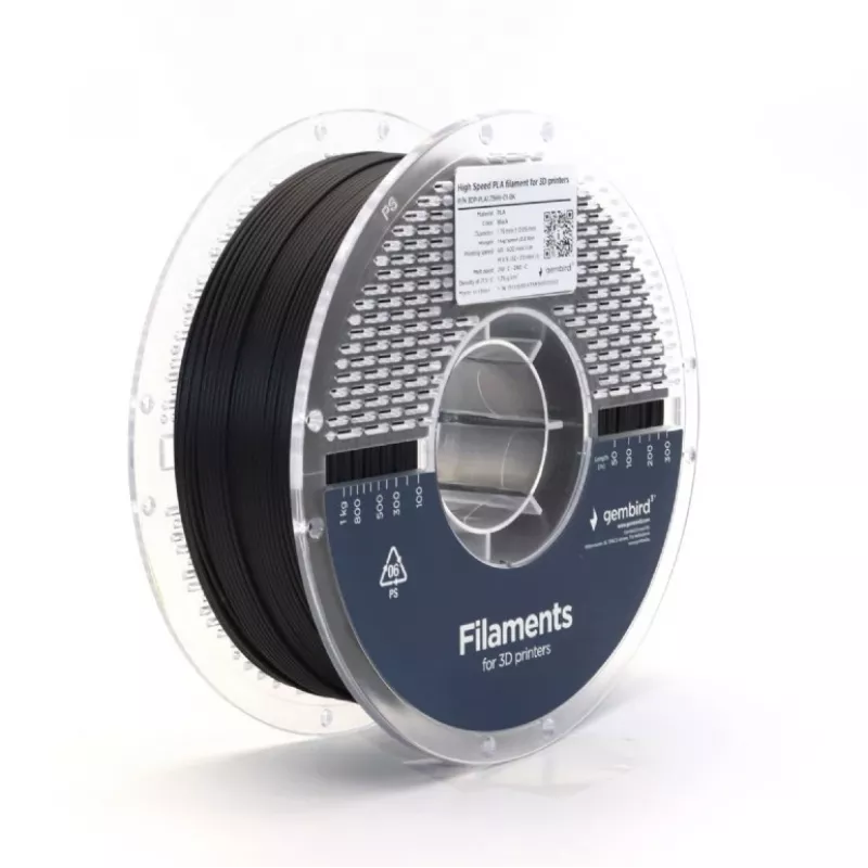 Filamento per stampa 3D Gembird PLA 1,75 mm nero 1 kg bobina