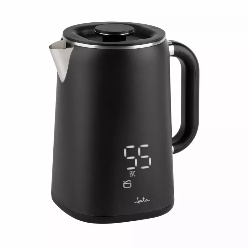 Jata JEHA1575 bollitore elettrico, 1,7 l, 1500 W, 5 impostazioni di temperatura, nero/acciaio inox