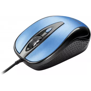 Mouse USB con cavo, 4 tasti, ottico, simmetrico, blu
