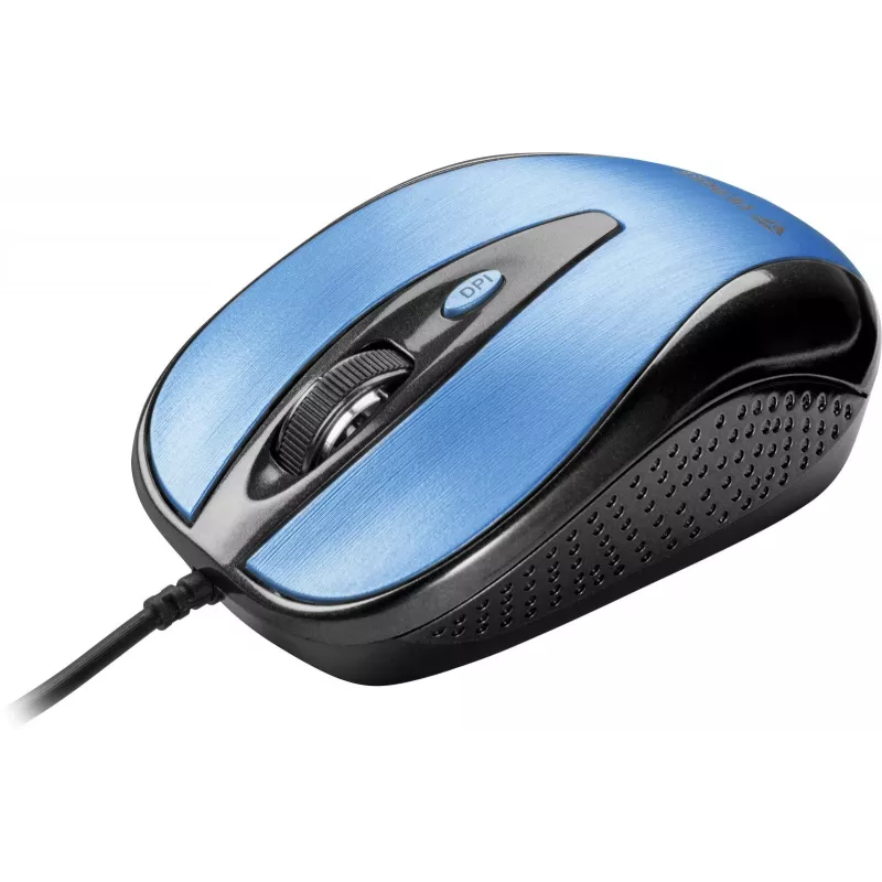 Mouse USB con cavo, 4 tasti, ottico, simmetrico, blu