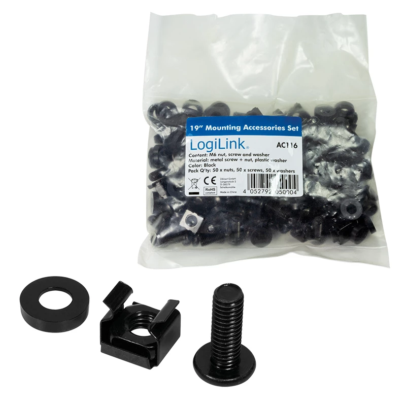 Set viti LOGILINK AC116 — 50 viti nere per accessori rack