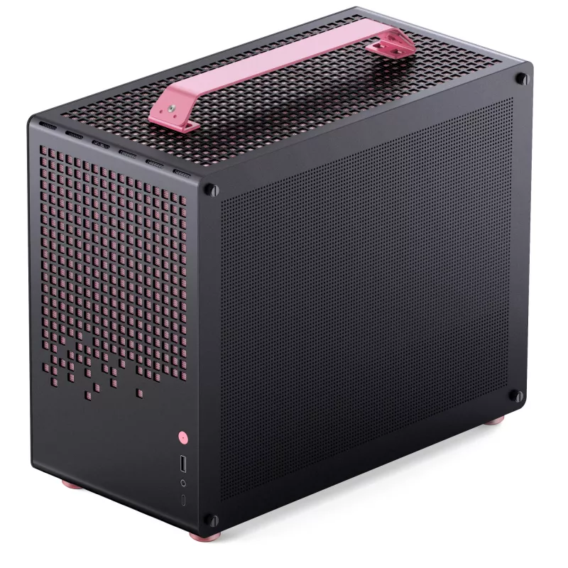 Jonsplus MATX Handle Case Z20 nero-rosa – case Mini/Micro/Flex-ATX con maniglia