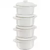 Set 4 mini cocotte Staub rotonde, ceramica, bianco avorio (1009383)