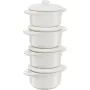 Set 4 mini cocotte Staub rotonde, ceramica, bianco avorio (1009383)