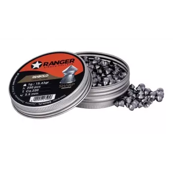 Diabolo RANGER PRORO 5,5 mm, forma Diabolo, argento, 250 pezzi, dispenser in alluminio