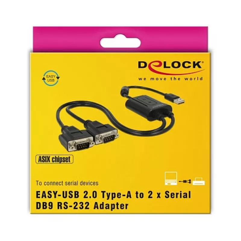 Cavo seriale DeLOCK 63950 USB 2.0 Type-A 2 x RS-232 DB9 nero 0,6 m