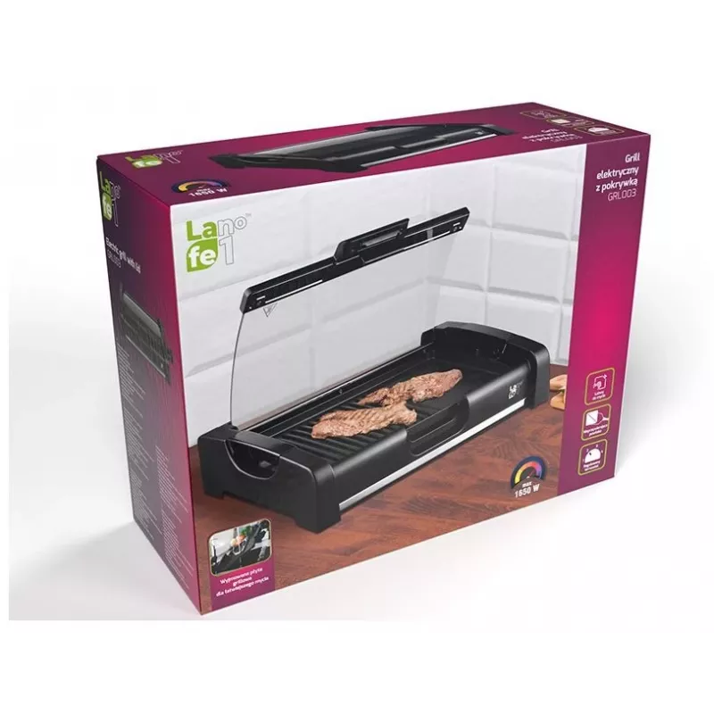 Lafe GRL-003 griglia elettrica di contatto con coperchio, 1650 W