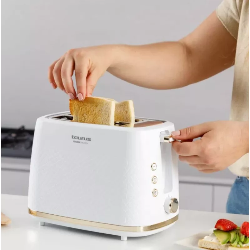 Tostapane Taurus TO800P 2 fette 800 W bianco con comandi a pulsante e manopola