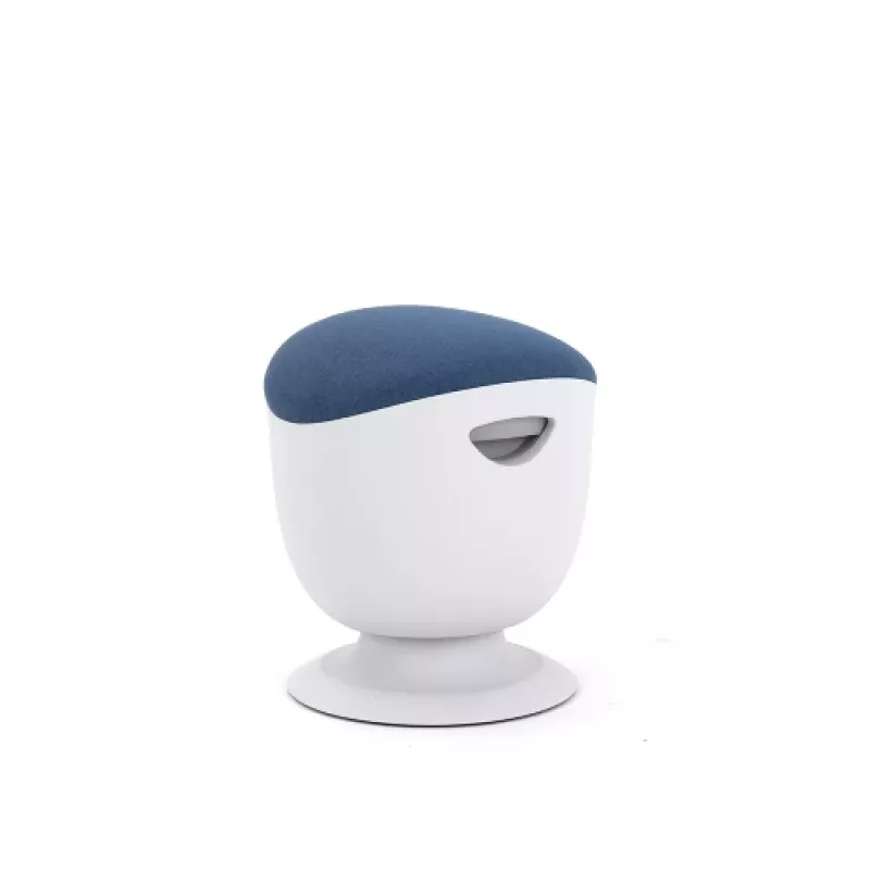 Up Up Seul sgabello ergonomico a bilanciere bianco, D47 tessuto blu