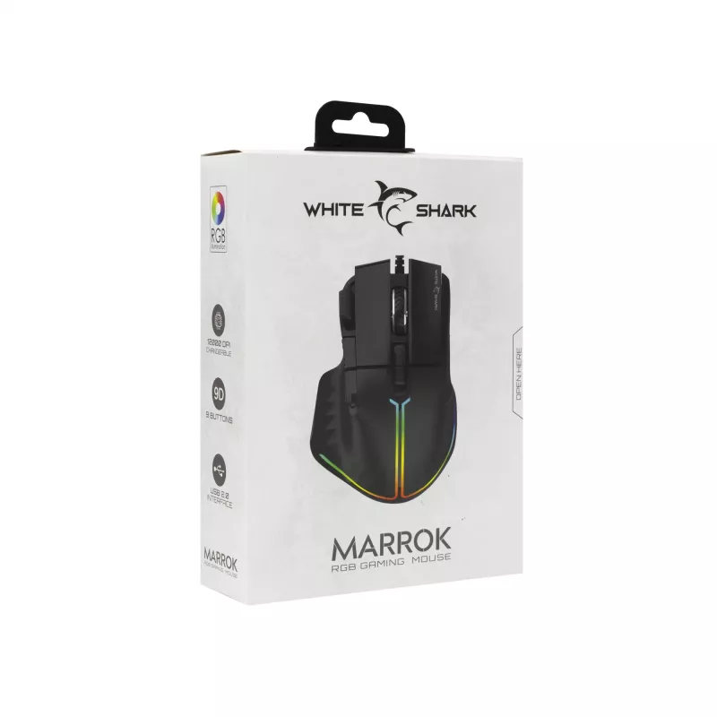Mouse White Shark MARROK nero USB Type-A