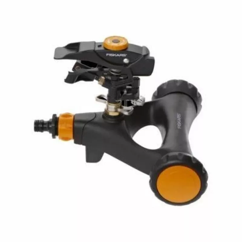 Irrigatore a impulsi da giardino Fiskars 1023656 metallo con ruote per irrigazione di prato e aiuole